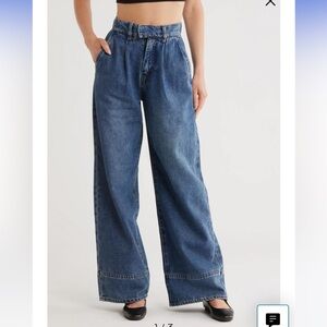 Habitual Women's High-Waist Pleated Wide-Leg Jeans